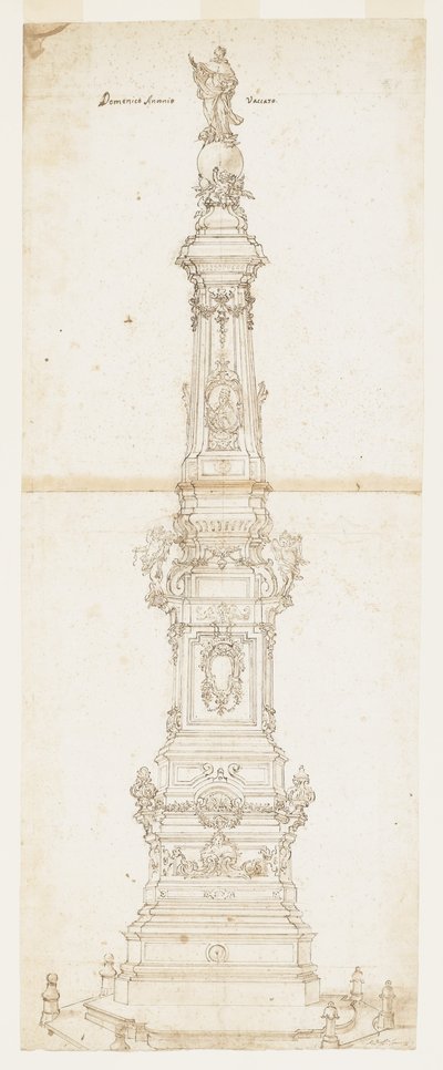 Diseño para el Obelisco de San Domingo, Piazza San Domenico Maggiore, Nápoles de Domenico Antonio Vaccaro