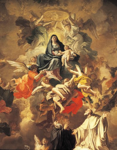 Gloria con santos y ángeles, de Domenico Antonio Vaccaro (1680-1750), Detalle de Domenico Antonio Vaccaro