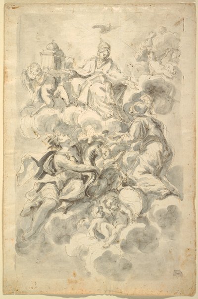 Bocetos para una Pintura de Techo: La Iglesia Triunfante de Domenico Antonio Vaccaro
