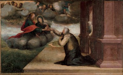 Retablo de los estigmas de Santa Catalina. Detalle de la predela: El matrimonio místico de Santa Catalina de Siena de Domenico Beccafumi