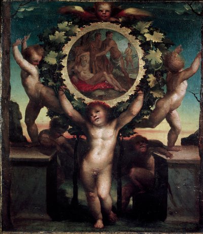 Ángeles (Putti) con la embriaguez de Noé de Domenico Beccafumi