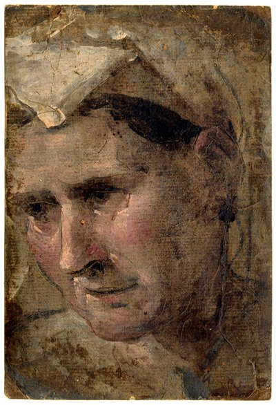 Beccafumi - Cabeza de anciana mirando hacia la izquierda Óleo sobre papel, 1953,1212.4 de Domenico Beccafumi