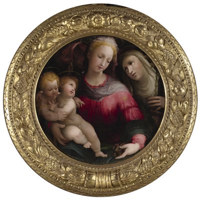 Virgen con el Niño, San Juan Bautista y Santa Catalina de Siena de Domenico Beccafumi