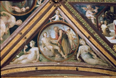 Prometeo creando al hombre bajo la mirada de Mercurio (fresco) de Domenico Beccafumi