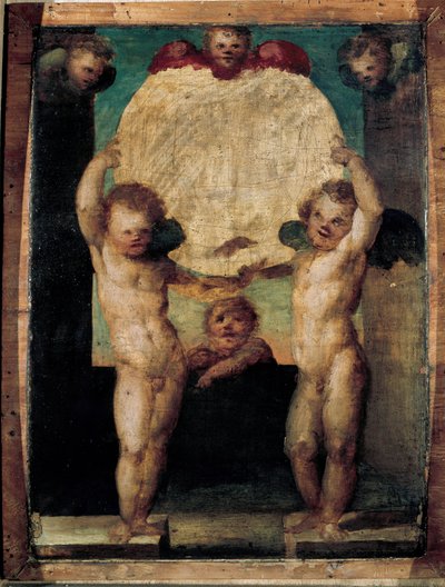 Putti reggimedaglione (Ángeles llevando un medallón sobre sus cabezas) de Domenico Beccafumi