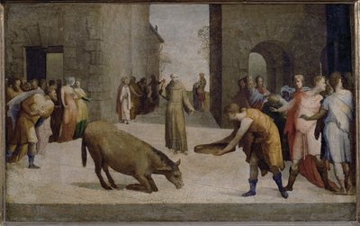 San Antonio de Padua y el milagro de la mula ... de Domenico Beccafumi