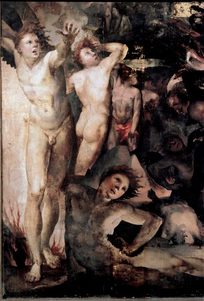 San Miguel expulsando a los ángeles rebeldes (detalle) de Domenico Beccafumi
