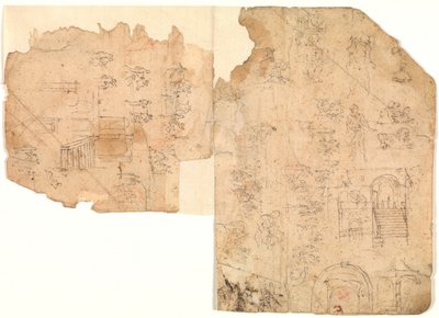 Bocetos para figuras, composiciones y escenarios arquitectónicos de Domenico Beccafumi