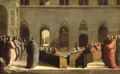 San Bernardino predicando en el Campo en Siena, c.1528 de Domenico Beccafumi