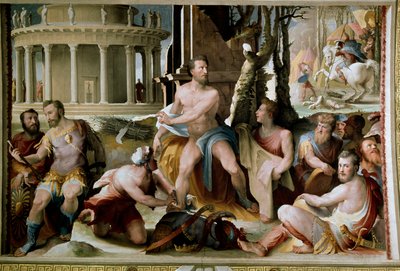 El sacrificio de Codros, rey de Atenas de Domenico Beccafumi