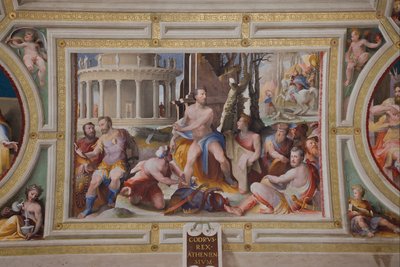 El sacrificio de Codrus, Rey de Atenas Virtudes públicas de héroes griegos y romanos, 1529-1535 de Domenico di Pace Beccafumi  