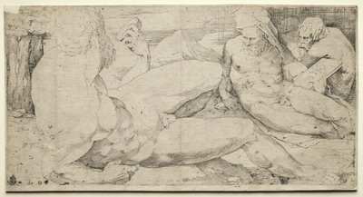 Tres Desnudos Masculinos, segundo cuarto de 1500 de Domenico Beccafumi