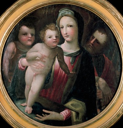 Tondo de la Sagrada Familia con San Juan Bautista niño de Domenico Beccafumi