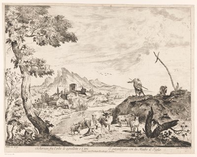 paisaje con pastores y ganado de Domenico Bernardo Zilotti
