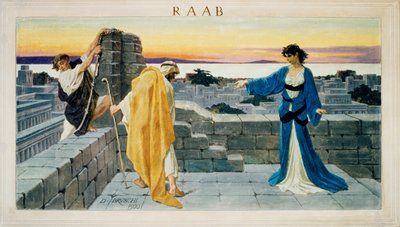 Fresco de Rahab, la prostituta de Jericó, esconde en la terraza a los espías enviados por Josué de Domenico Bruschi