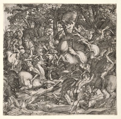 Batalla de los hombres desnudos, 1517 de Domenico Campagnola