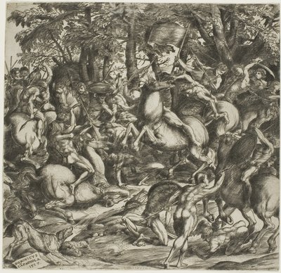 Batalla de los hombres desnudos de Domenico Campagnola