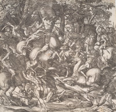 Combate de caballeros de Domenico Campagnola