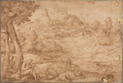 San Jerónimo en un paisaje de Domenico Campagnola