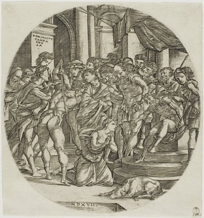 La decapitación de Santa Catalina de Domenico Campagnola