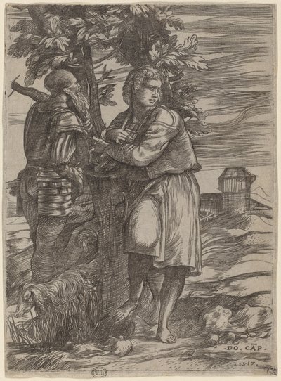 El pastor y el viejo guerrero de Domenico Campagnola