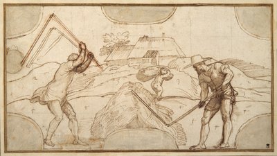 Dos campesinos trillando de Domenico Campagnola