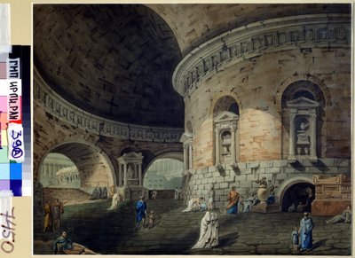 Scenographie pour une piece de theatre. Escenografía para una obra de teatro. Peinture de Domenico Corsini (1812-1873), debut del siglo XIX. Arte italiano. Acuarela sobre papel. Archivo Estatal de Literatura y Arte de Rusia, Moscú de Domenico Corsini