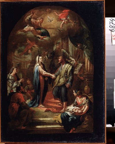 ""El matrimonio de la Virgen"" (El matrimonio de María y José) Pintura de Domenico Corvi (1721-1803) Museo Estatal de Arte del siglo XVIII, Tula, Rusia de Domenico Corvi