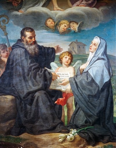 San Benito y Santa Escolástica de Domenico Corvi (1721-1803) de Domenico Corvi