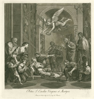 Dood van de heilige Cecilia Muerte de Santa Cecilia Virgen y Mártir (título sobre objeto) Schilderkunst italiano (título de la serie) Escuela Italiana de Pintura (título de la serie) de Domenico Cunego