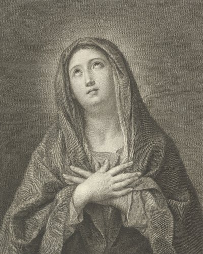 La Virgen mirando hacia arriba con las manos cruzadas sobre su pecho, después de Reni, 1776 de Domenico Cunego