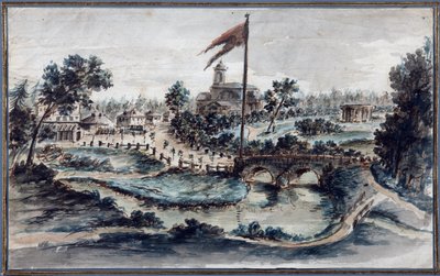 Vista del Parque Pavlovsk con el Hospital de Santa María Magdalena, c.1783 de Domenico Felice Lamoni