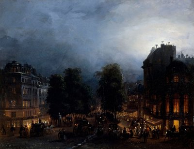 Boulevard des Italiens de noche, ca 1835 de Domenico Ferri