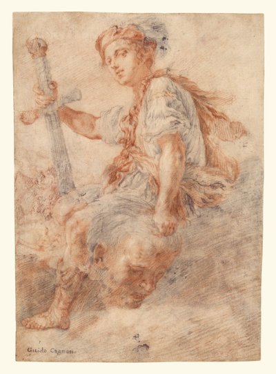 David con la cabeza de Goliat (anverso); Dos estudios, uno de una mujer (reverso) de Domenico Fetti