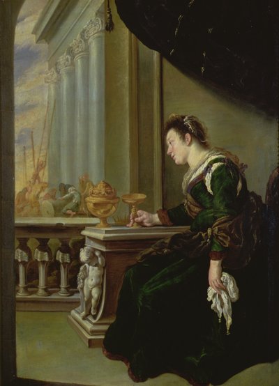 Artemisia llorando por Mausolo de Domenico Fetti or Feti