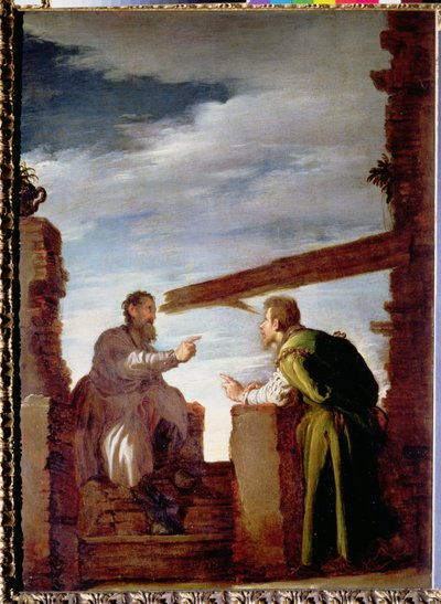 La parábola de la paja y la viga, c.1620 (óleo sobre lienzo) de Domenico Fetti or Feti