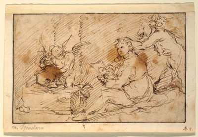 Artista sentado de Domenico Gargiulo, called Micco Spadaro