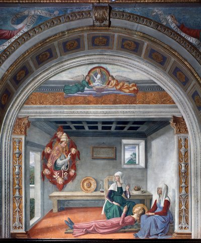 Anuncio de la Muerte a Santa Fina por San Gregorio el Grande de Domenico Ghirlandaio