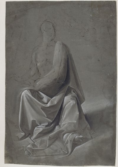 Estudio de drapeado (posiblemente estudio de la túnica de Mateo Evangelista) de Domenico Ghirlandaio
