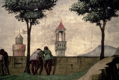 Hombres Mirando sobre un Muro, de la Visitación de Domenico Ghirlandaio