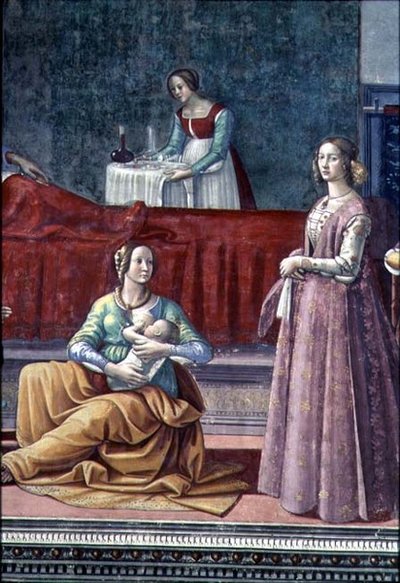 Santa Isabel y San Juan Bautista, del nacimiento de San Juan Bautista de Domenico Ghirlandaio