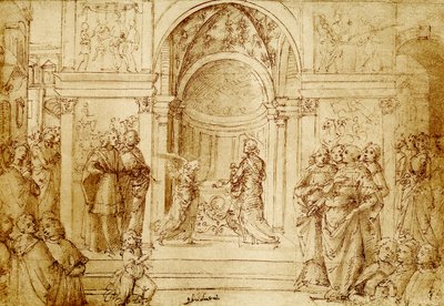 El ángel aparece a Zacarías en el templo de Domenico Ghirlandaio