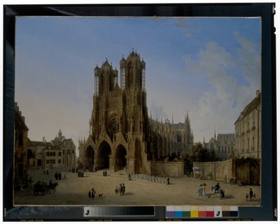 Catedral de Notre-Dame de Reims con procesión de comulgantes de Domenico II Quaglio