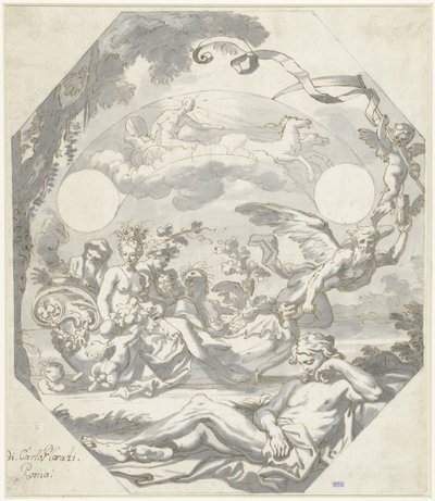 Diseño para una esfera con una alegoría mitológica de Domenico I Piola (attributed to)