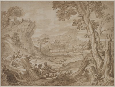 Paisaje con pastores de Domenico I Piola