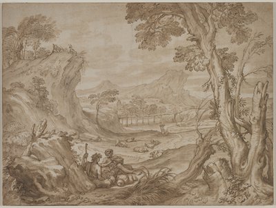 Paisaje con pastores de Domenico I Piola