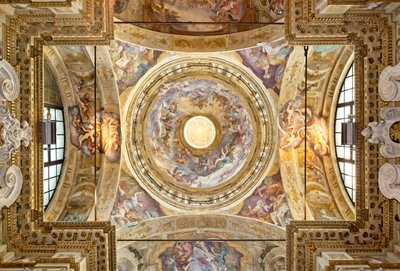 La cúpula con la representación de la Coronación de la Virgen, (detalle), últimos veinte del siglo XVII de Domenico I Piola