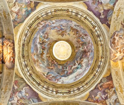 La cúpula con la representación de la Coronación de la Virgen, (detalle), finales del siglo XVII de Domenico I Piola