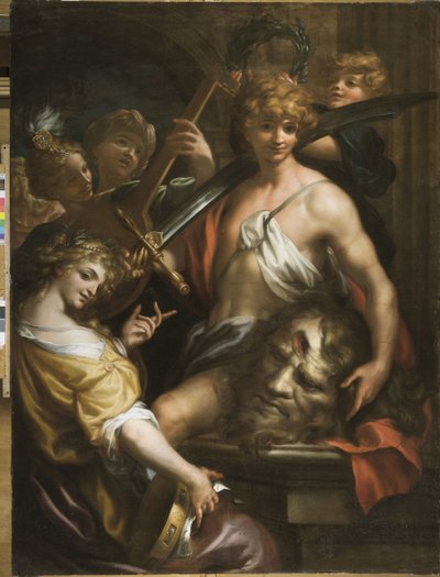 El triunfo de David (óleo sobre lienzo) de Domenico I Piola