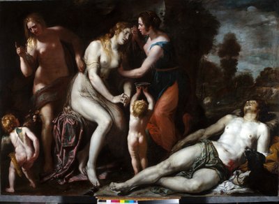Muerte de Adonis (óleo sobre lienzo) de Domenico Il Sarzana Fiasella